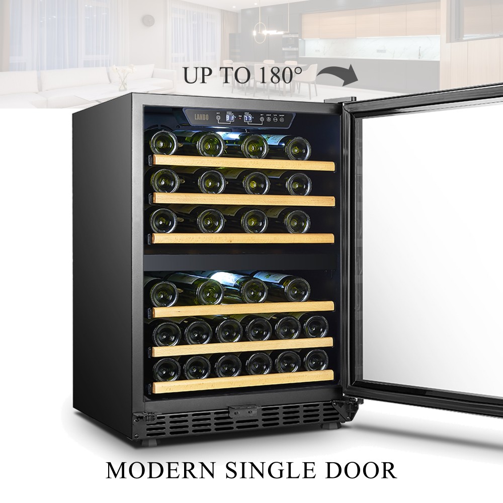 LANBO Dual Zone Wine Refrigerator, 46 Bottle Builtin Compressor Wine